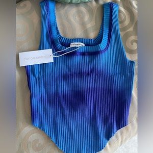 Cotton citizen xs blue ribbed tank top